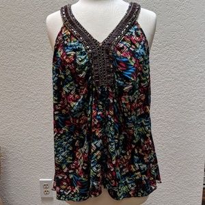 Belle Du Jour embellished racerback tank. 1X